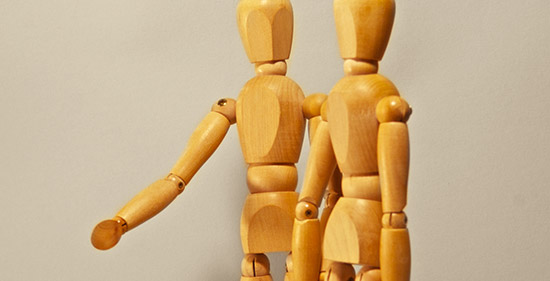 Coaching mit Gliederpuppen nachgestellt