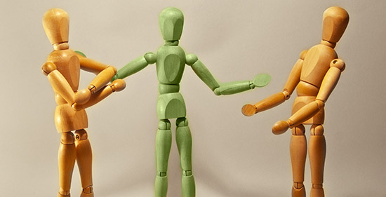 Mediation mit Gliederpuppen nachgestellt